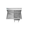 Koolmore 1 Compartment Stainless Steel NSF Commercial Kitchen Prep & Utility Sink with Drainboard SA151512-15L3